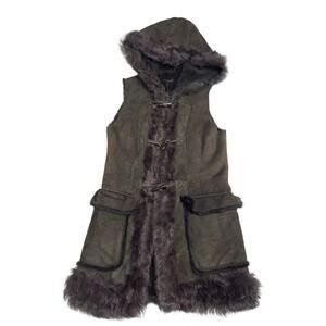 Trilogy Lamb Shearling Hooded Vest SZ XS